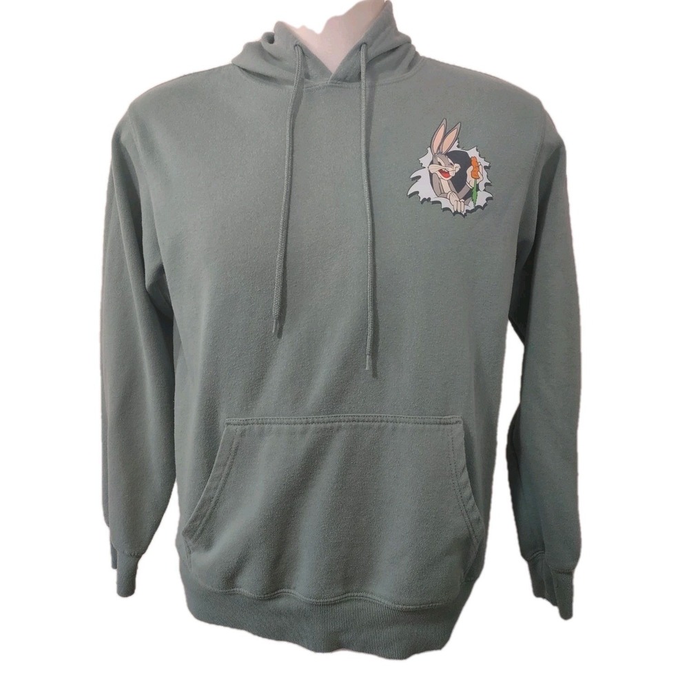 Looney Tunes Bugs Bunny Hoodie Mens Medium 38/40 Light Green‎ Pullover What's Up